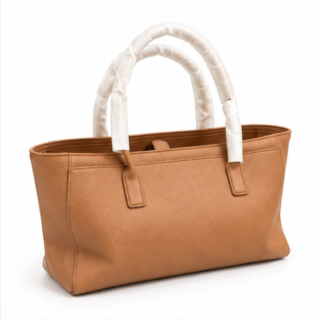 Camel Pebbled Leather Everyday Tote Handbag-1