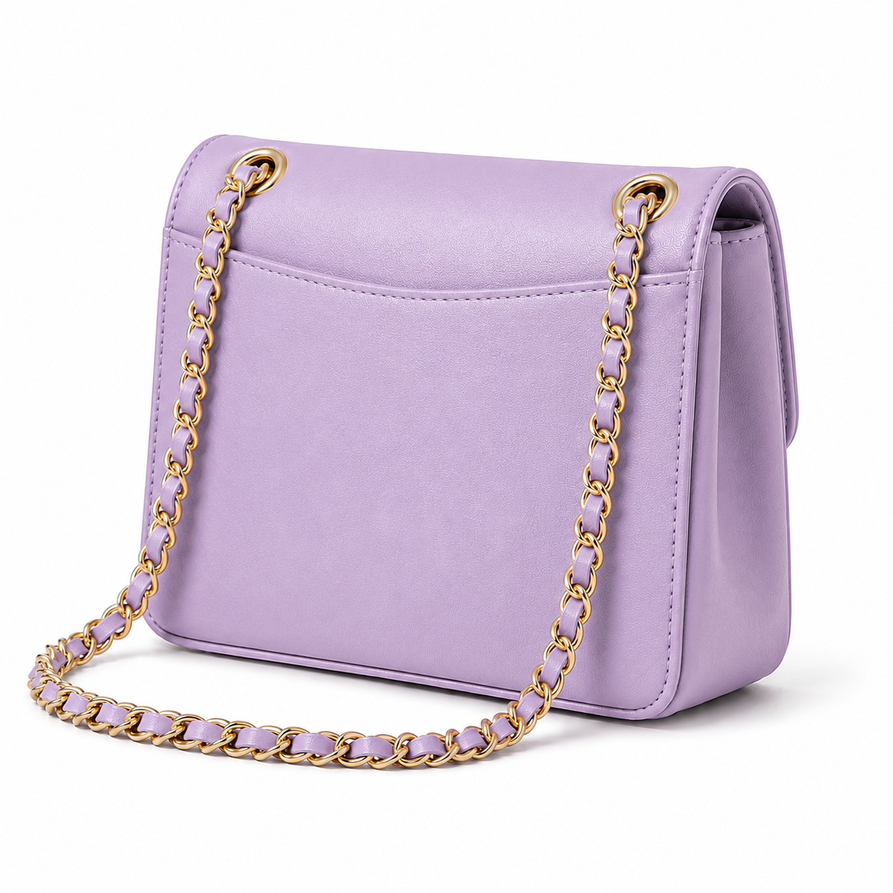 Lavender Textured Chain Strap Shoulder Bag-2