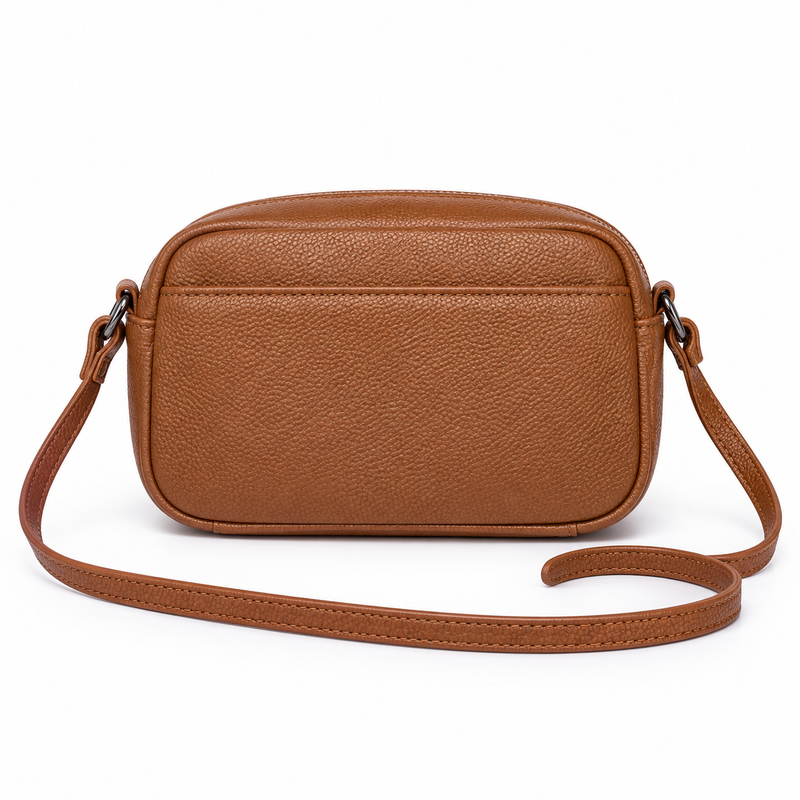 Classic Brown Textured Flap Crossbody Bag-2