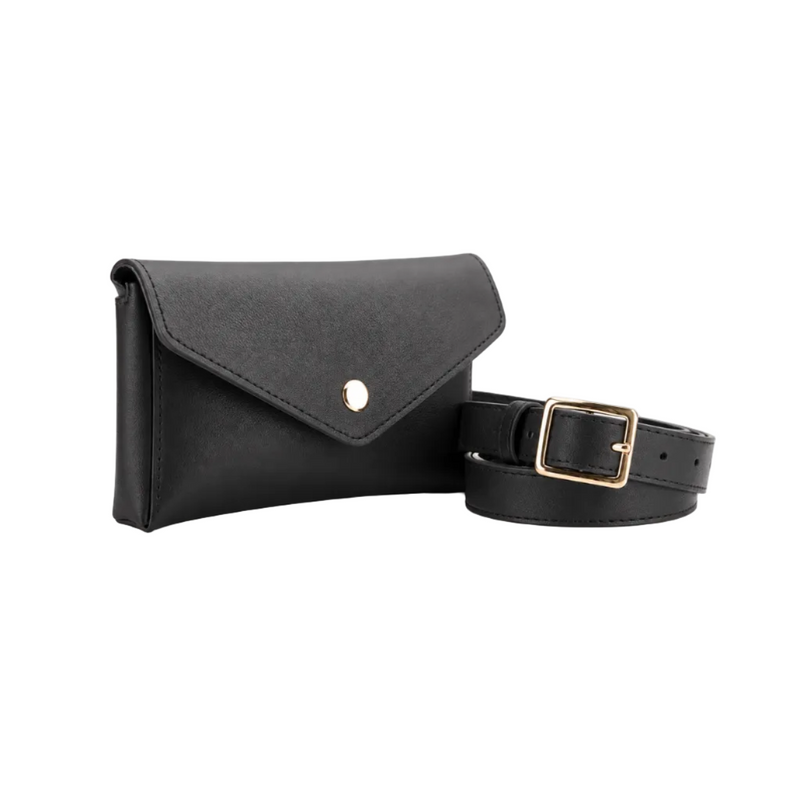 Classic Black Envelope Flap Waist Bag-1