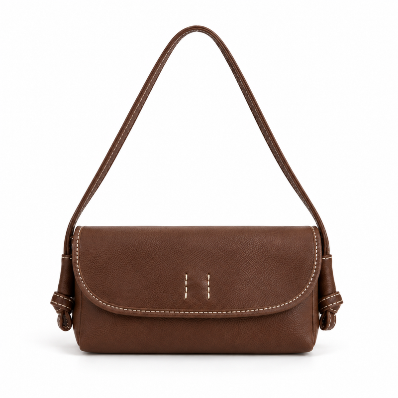 Brown Pebbled Leather Crossbody Shoulder Bag-4