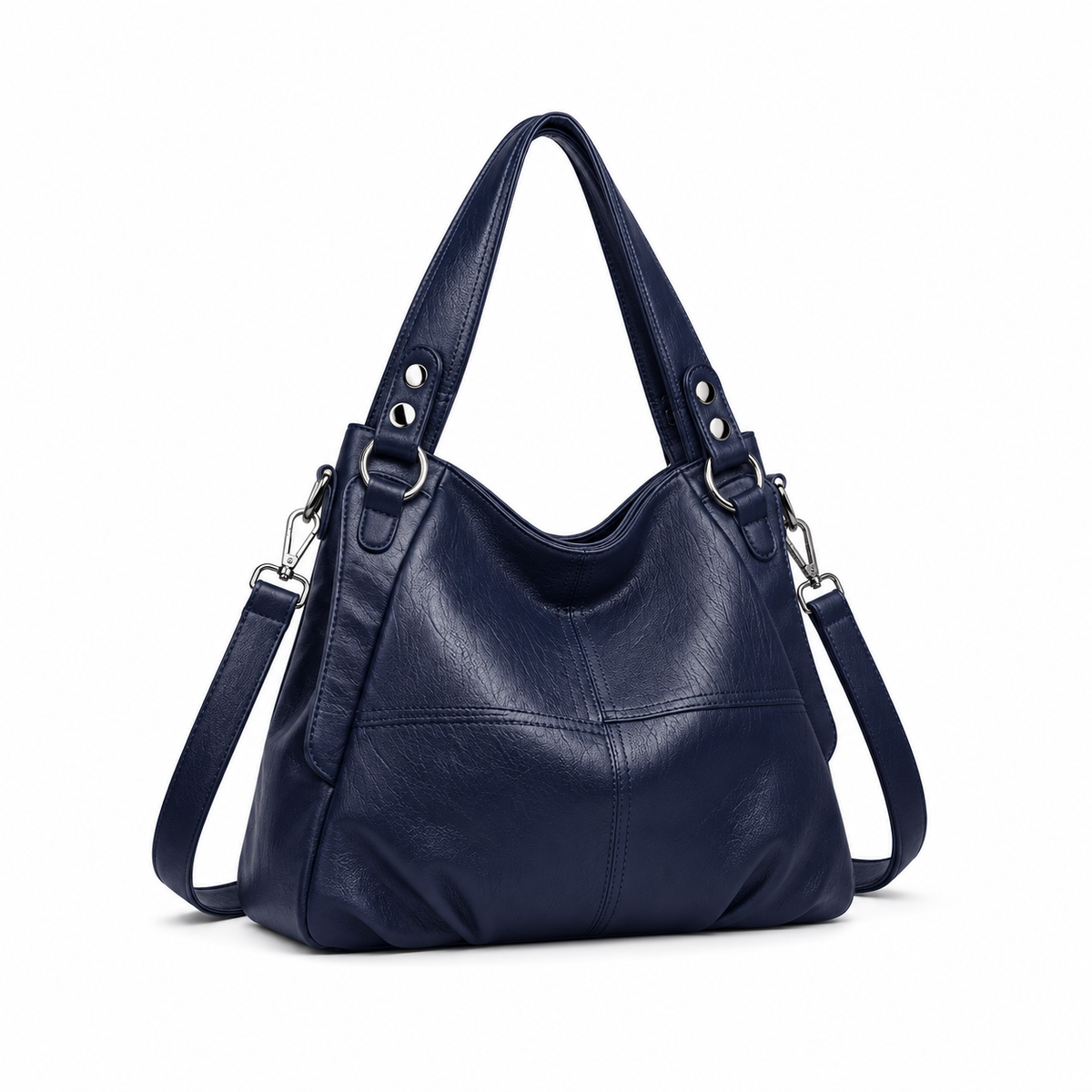 Navy Blue Textured Everyday Hobo Handbag