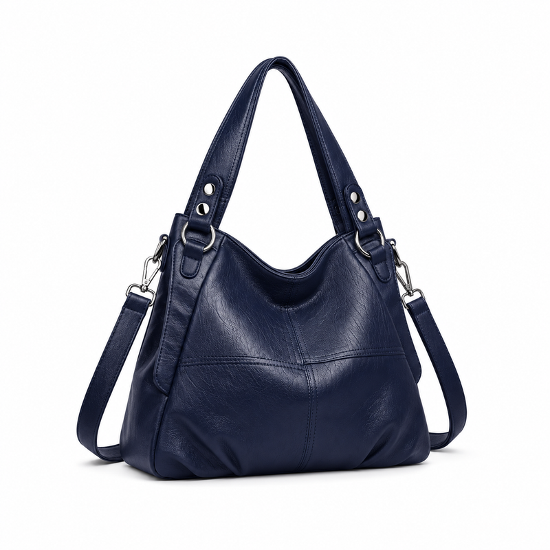 Navy Blue Textured Everyday Hobo Handbag-1