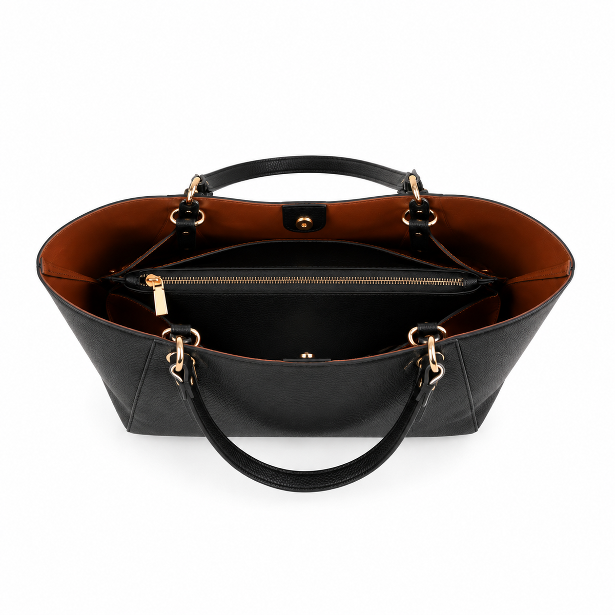 Black Pebbled Leather Large Tote Handbag-3