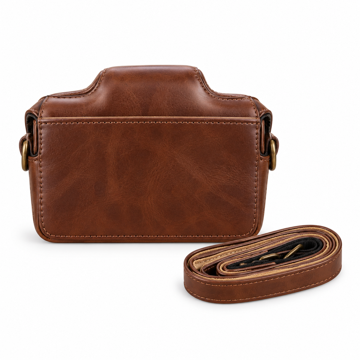 Classic Brown Camera Case With Strap-3