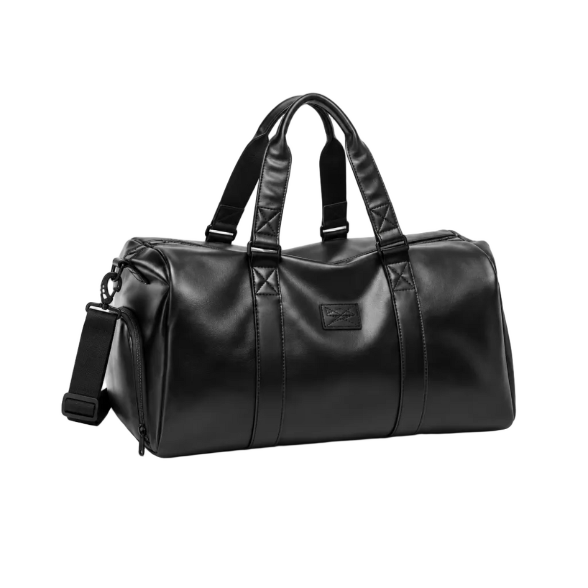 Classic Black Leather Travel Duffel Bag-1