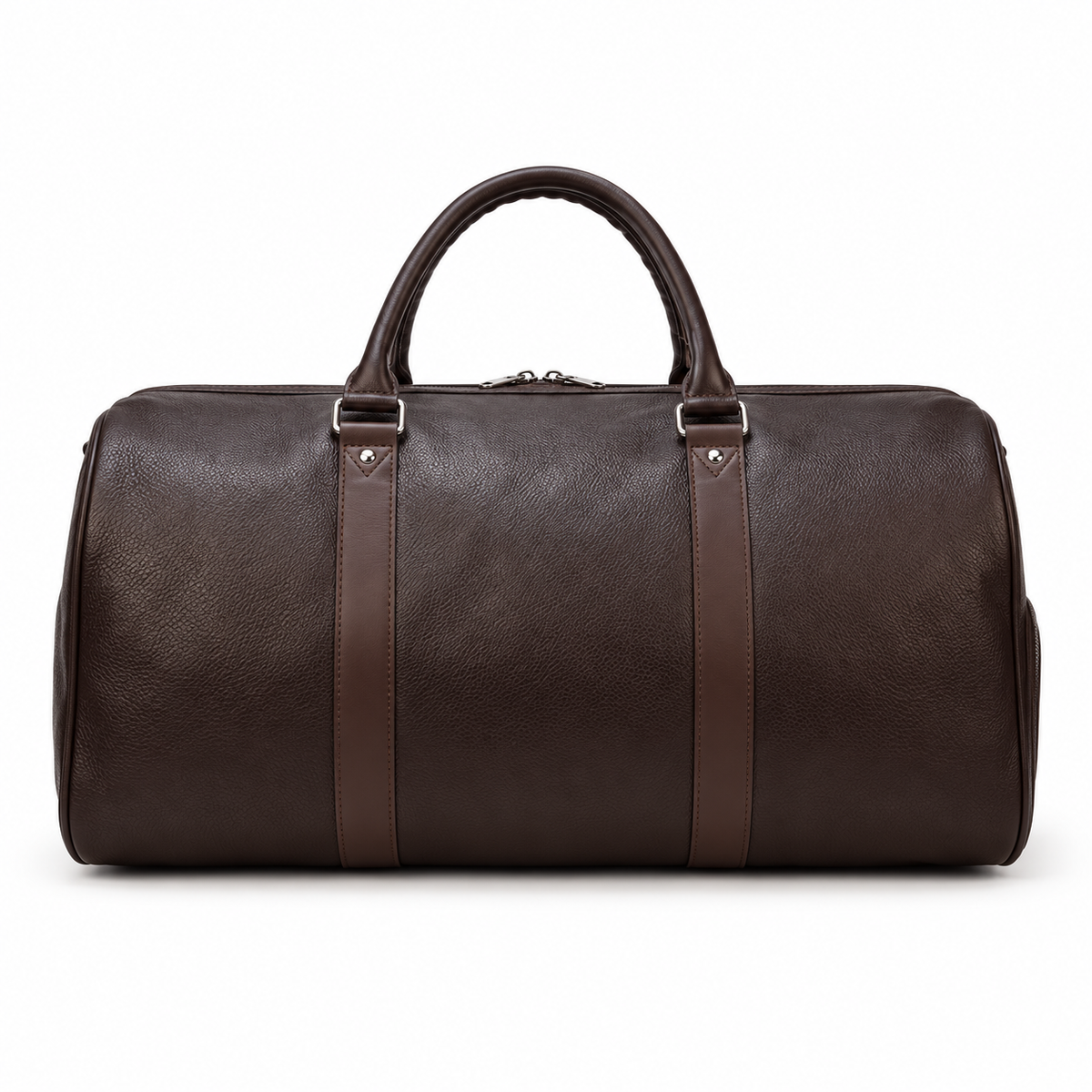 Classic Coffee Brown Leather Duffel Bag-2