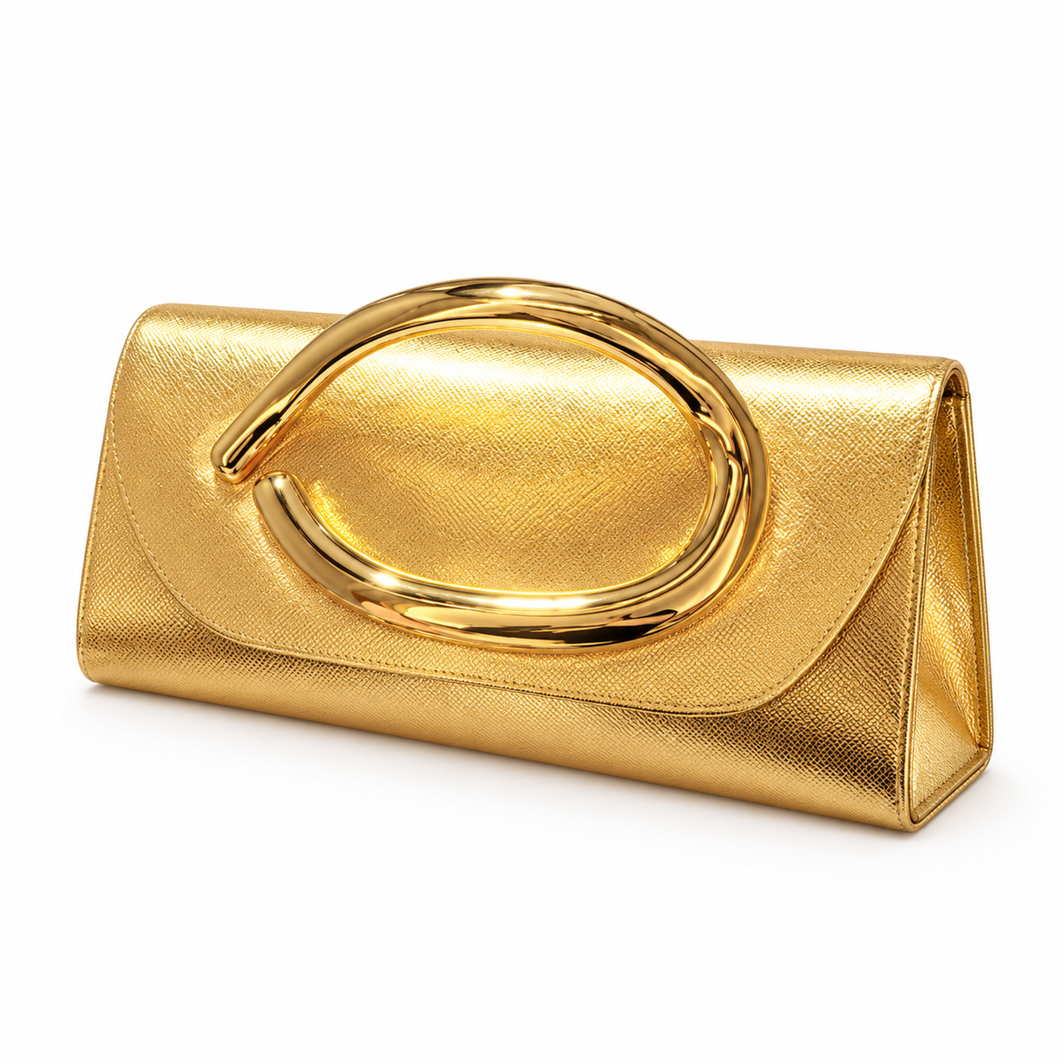 Elegant Gold Oval Handle Evening Clutch-2