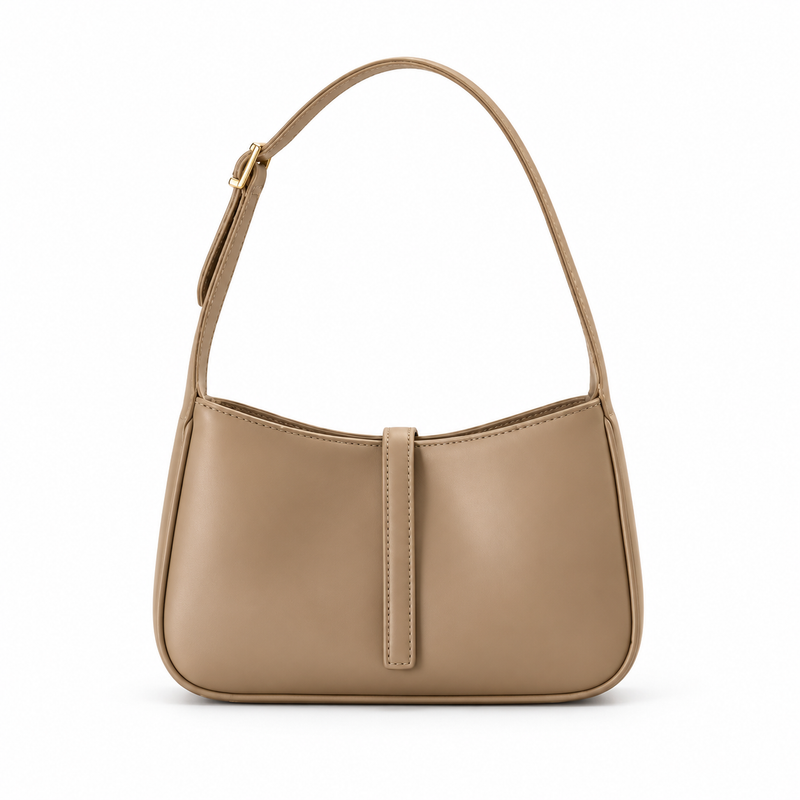 Elegant Minimalist Taupe Shoulder Handbag Design-4