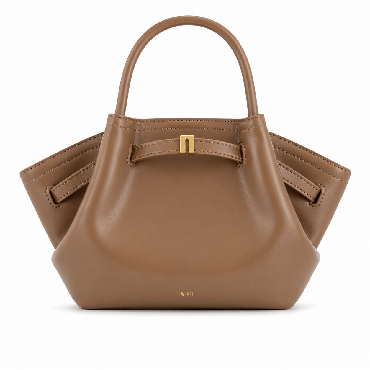 Brown Sculpted Wing Handbag with Gold-Tone Detail-4