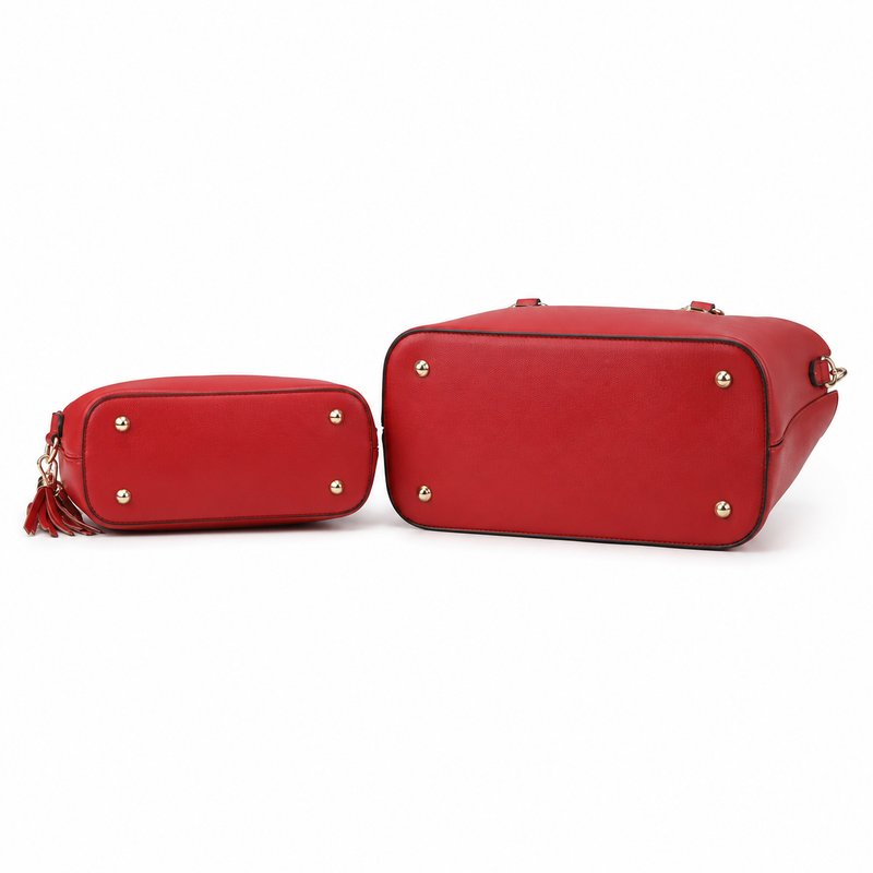 Women’s Red Two-Piece Handbag and Crossbody Bag Set-2