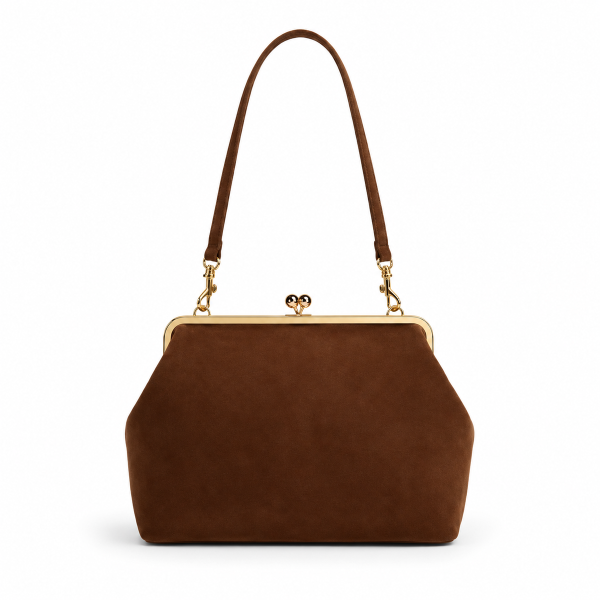 Vintage Brown Kiss Lock Clutch Bag-4