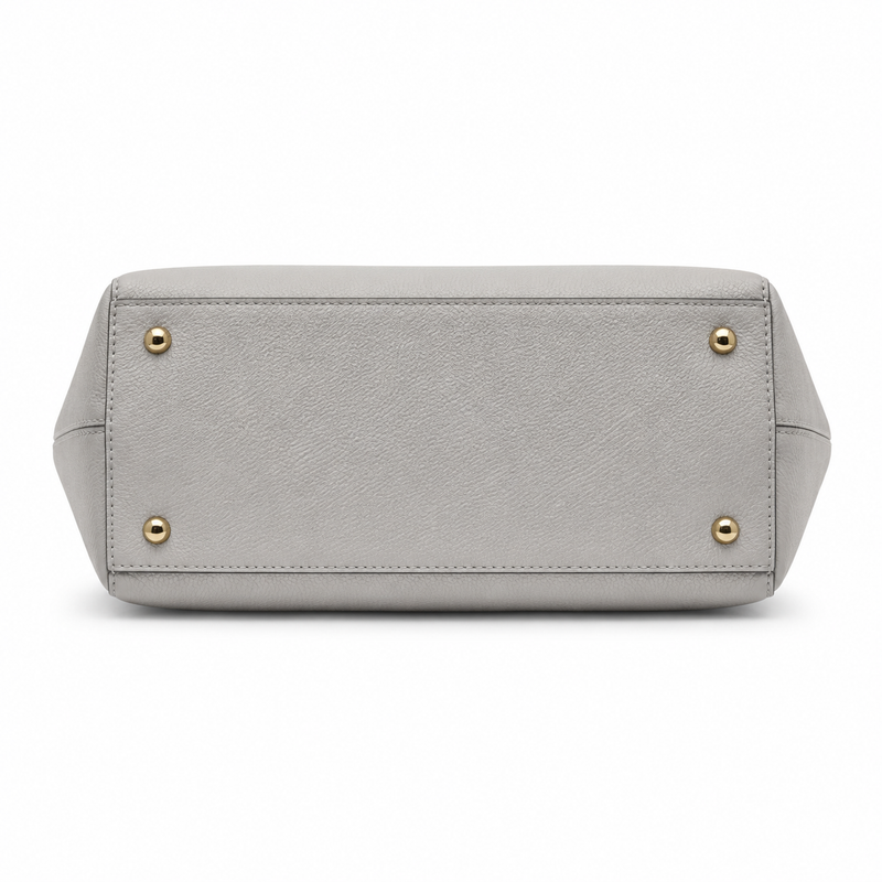 Elegant Light Grey Structured Tote Handbag with Double Handles-4