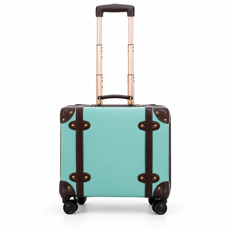 Mint Green Vintage Style Spinner Suitcase-4