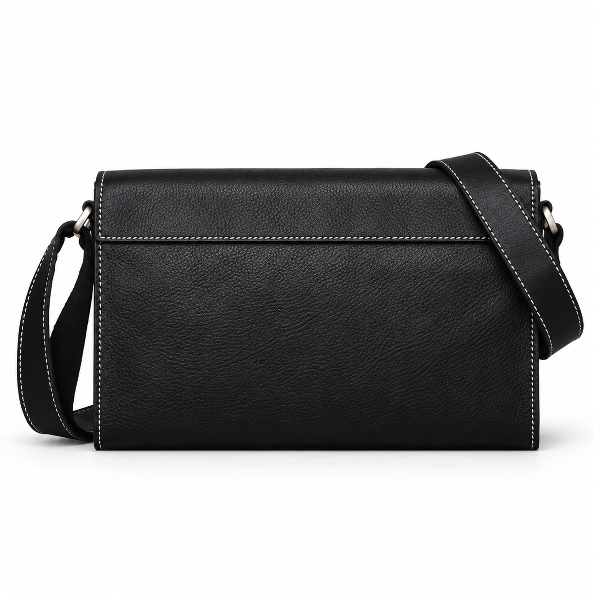 Classic Black Leather Satchel Shoulder Bag