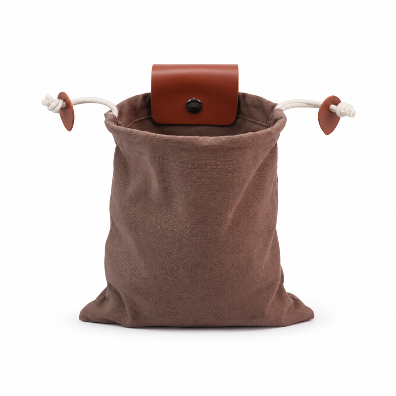 Brown Drawstring Waist Belt Attachment Pouch-4