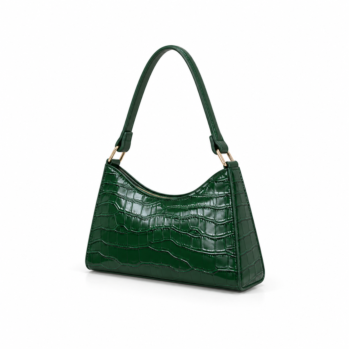 Emerald Croc Embossed Shoulder Handbag Purse-3
