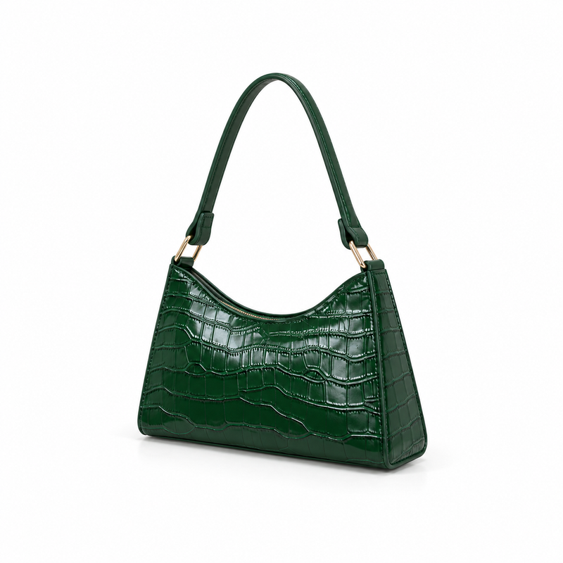Emerald Croc Embossed Shoulder Handbag Purse-3