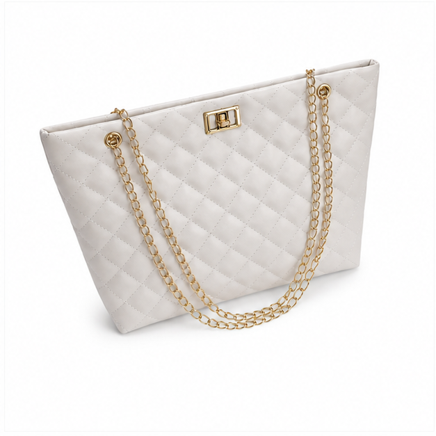 Elegant Quilted Chain-Strap Tote Bag-2