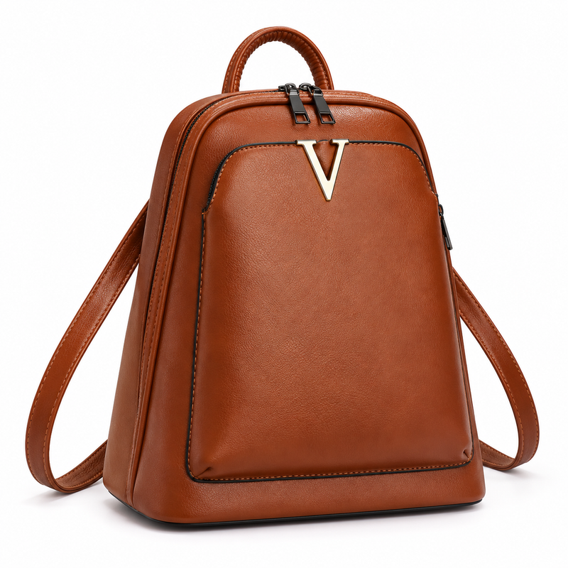 Classic Brown Backpack With Gold Accent-1