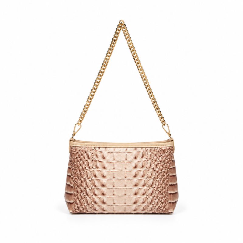 Ivory Crocodile Chain Shoulder Handbag-4
