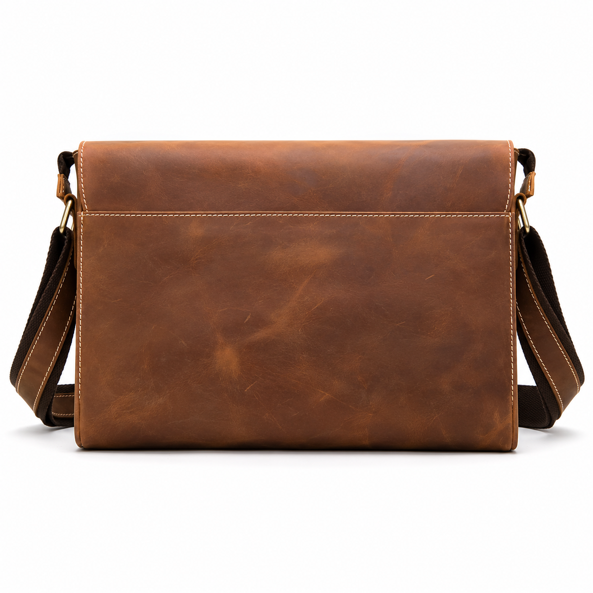 Vintage Brown Leather Laptop Messenger Bag-2
