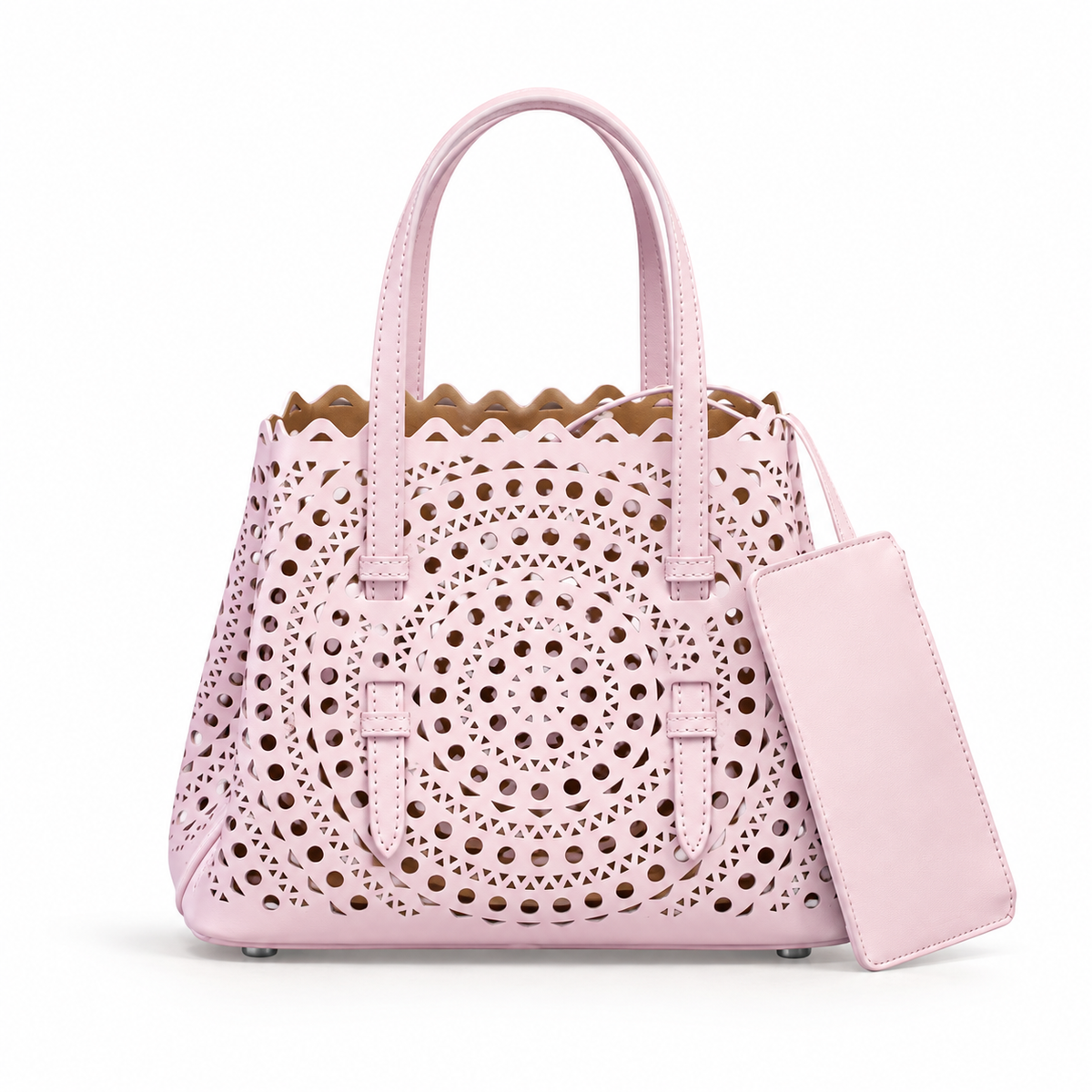 Blush Pink Laser Cut Tote Handbag-3