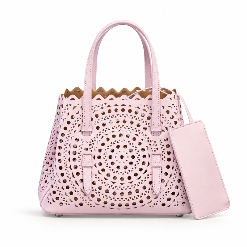 Blush Pink Laser Cut Tote Handbag-3