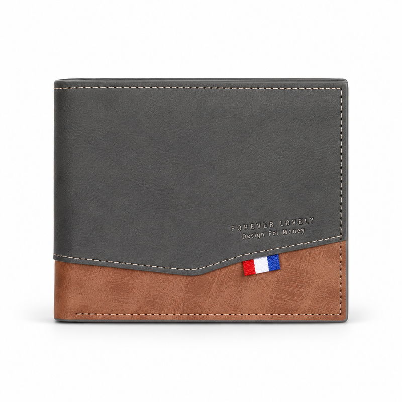Charcoal Grey Brown Contrast Bifold Wallet-4