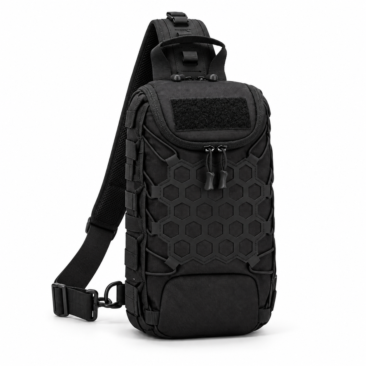 Black Tactical Hexagon Sling Crossbody Bag-1