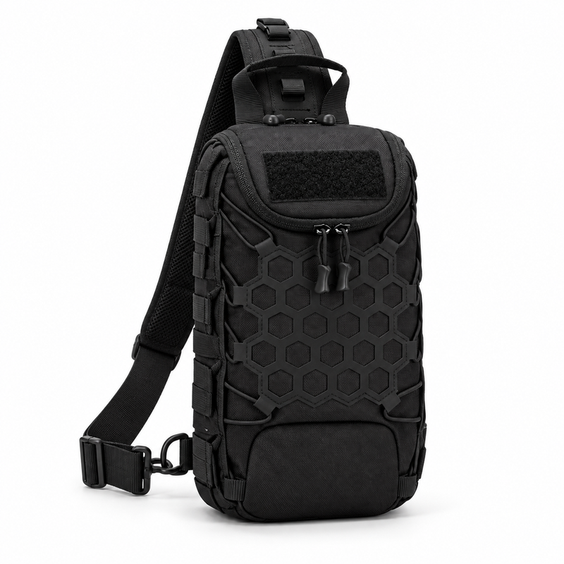 Black Tactical Hexagon Sling Crossbody Bag-1