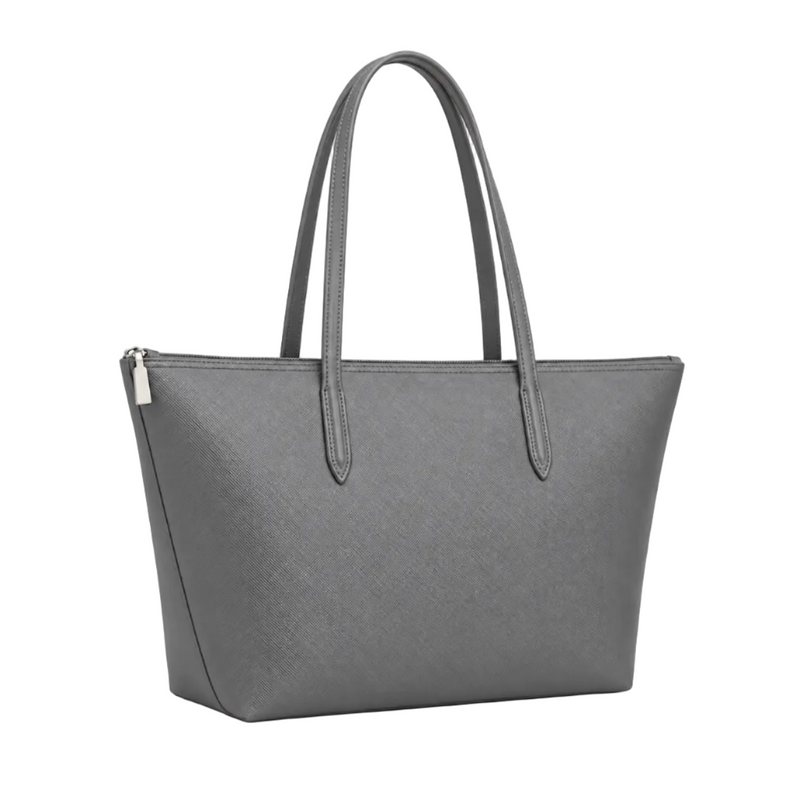 Grey Leather And Canvas Tote Bag-1