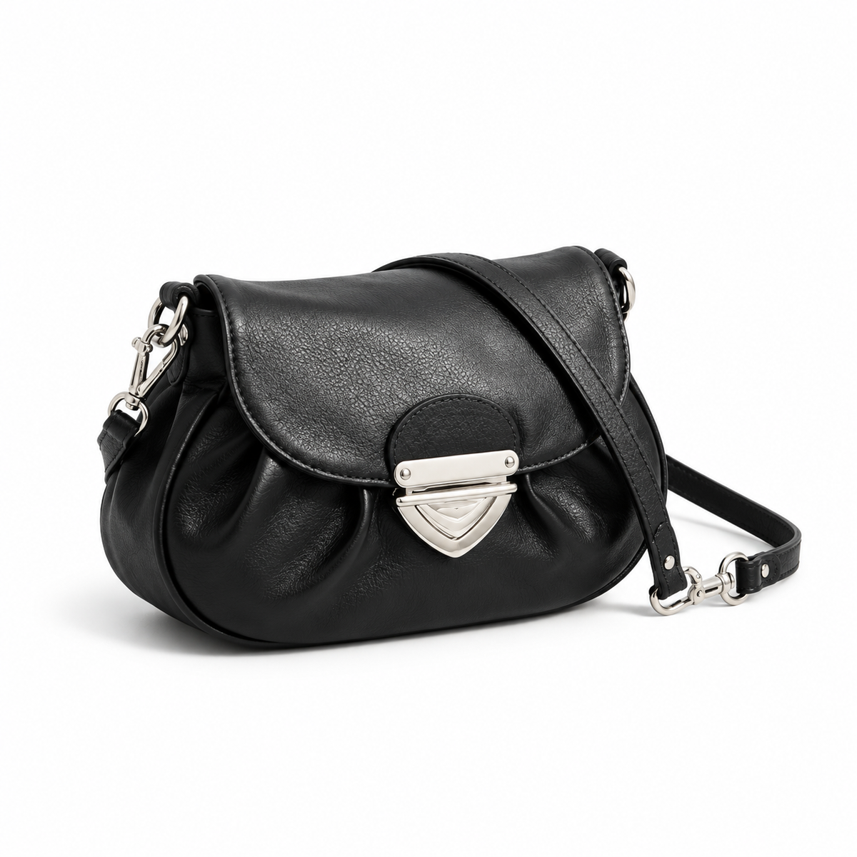 Elegant Ruched Black Crossbody Shoulder Bag-4