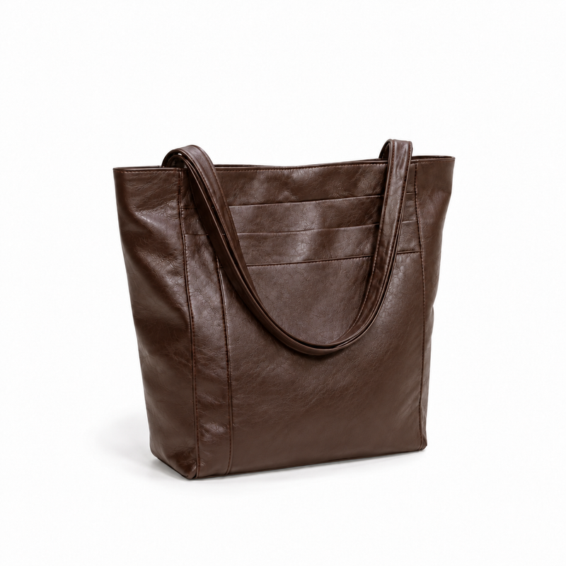 Coffee Brown Textured Everyday Tote Bag-1