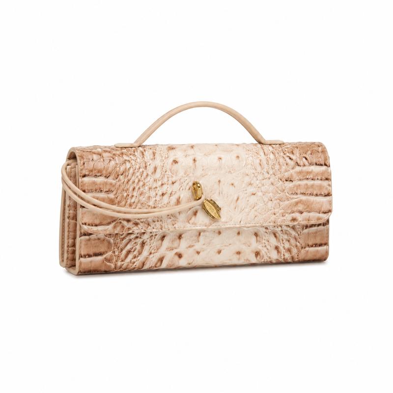Luxe Crocodile Embossed Beige Clutch Bag-1