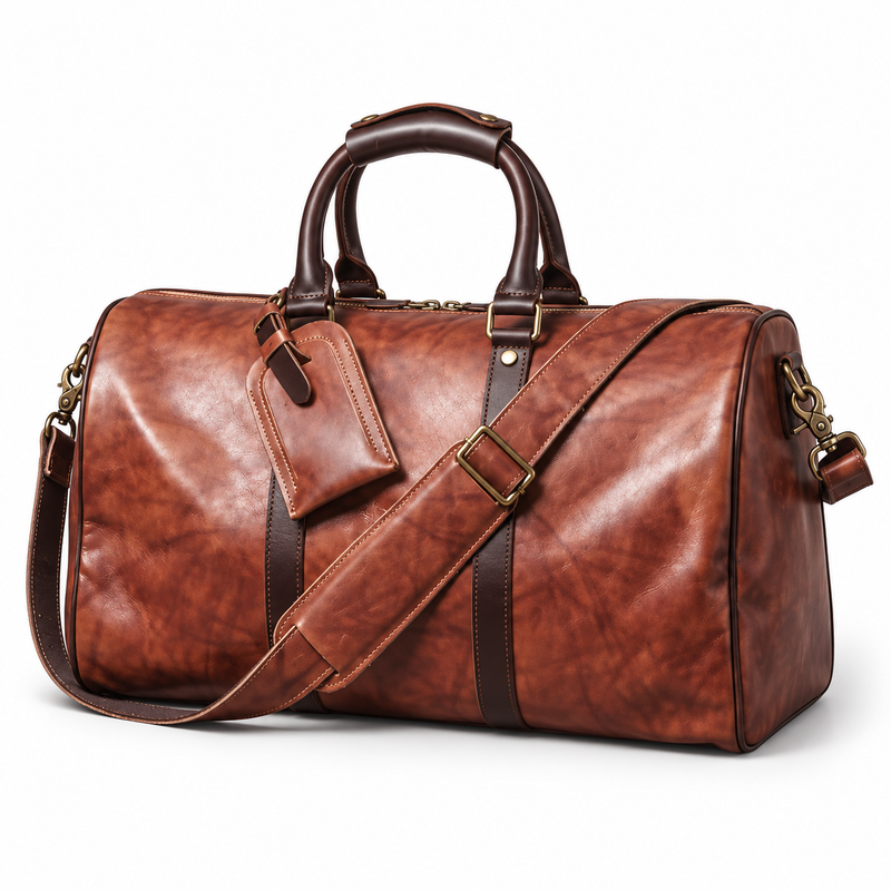 Vintage Brown Overnight Travel Duffel Bag-4
