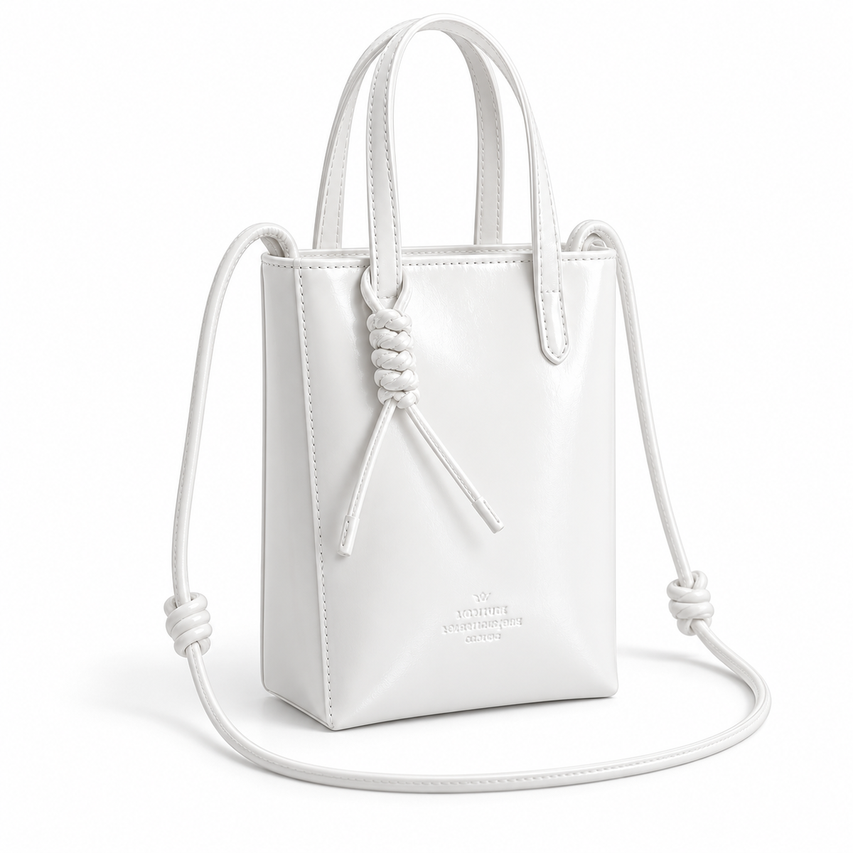 Elegant White Mini Tote Crossbody Bag-1