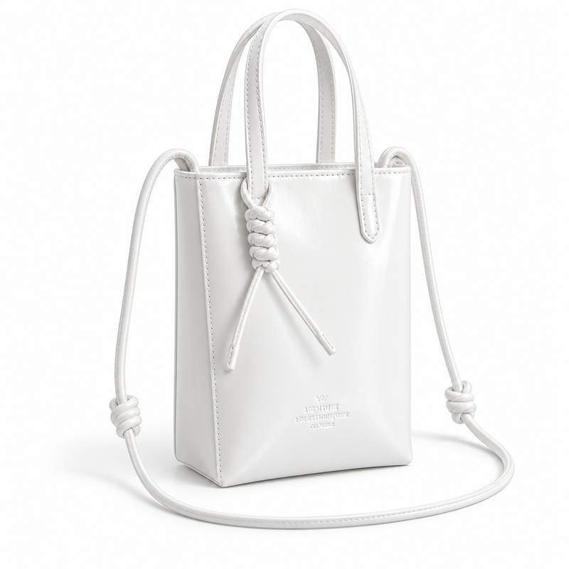 Elegant White Mini Tote Crossbody Bag-1