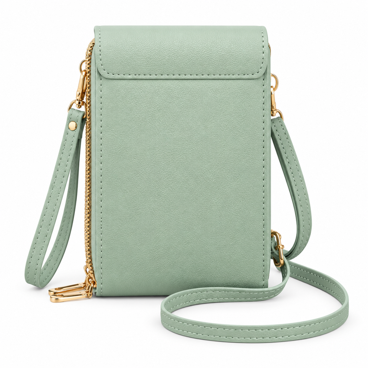 Mint Green Textured Crossbody Phone Bag-2