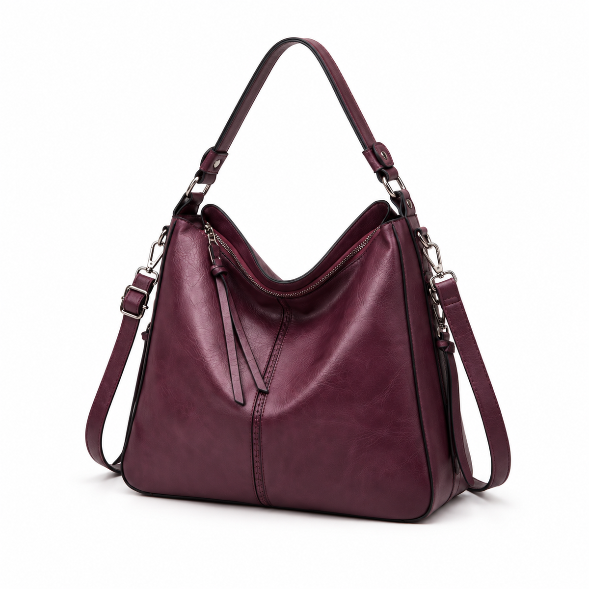 Purple Hobo Shoulder Bag With Crossbody-3