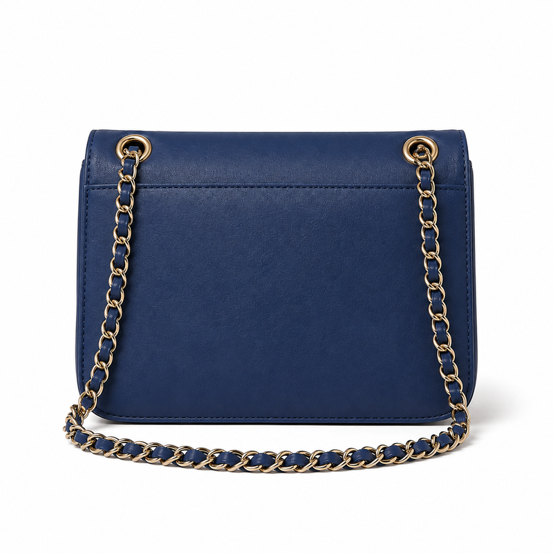 Deep Blue Chain Strap Flap Shoulder Bag-2