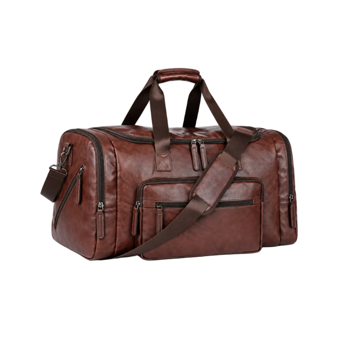 Vintage Brown Leather Travel Duffel Bag