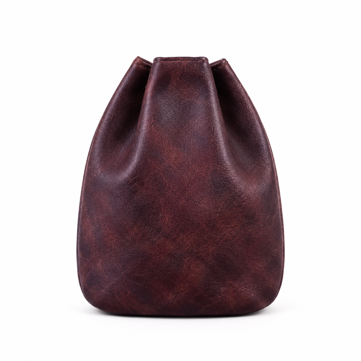 Coffee Vintage Vegan Leather Drawstring Bag