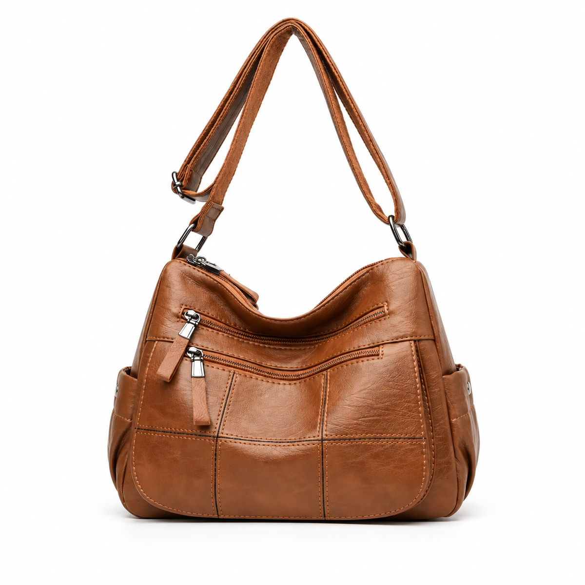 Classic Brown Multi Pocket Crossbody Bag-3