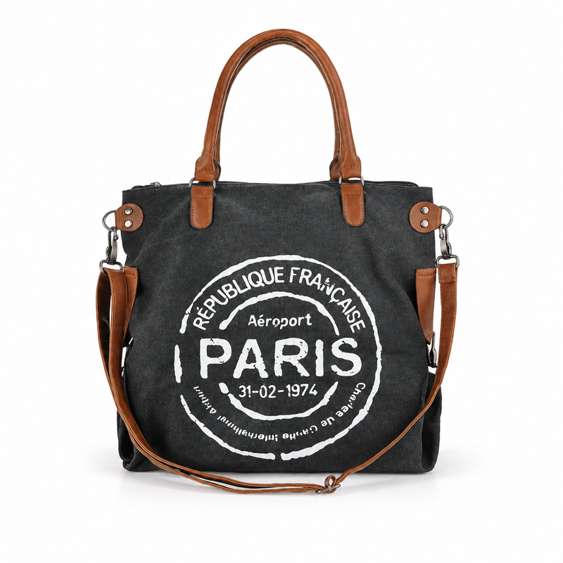 Vintage Paris Leather And Canvas Tote-4