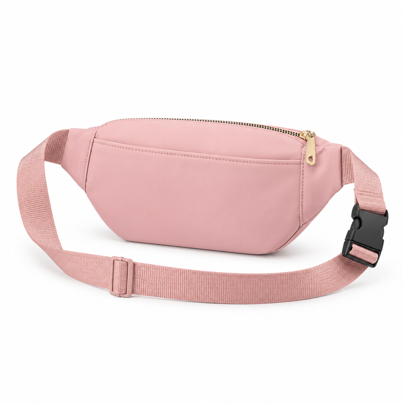 Blush Pink Adjustable Zipper Waist Bag-2