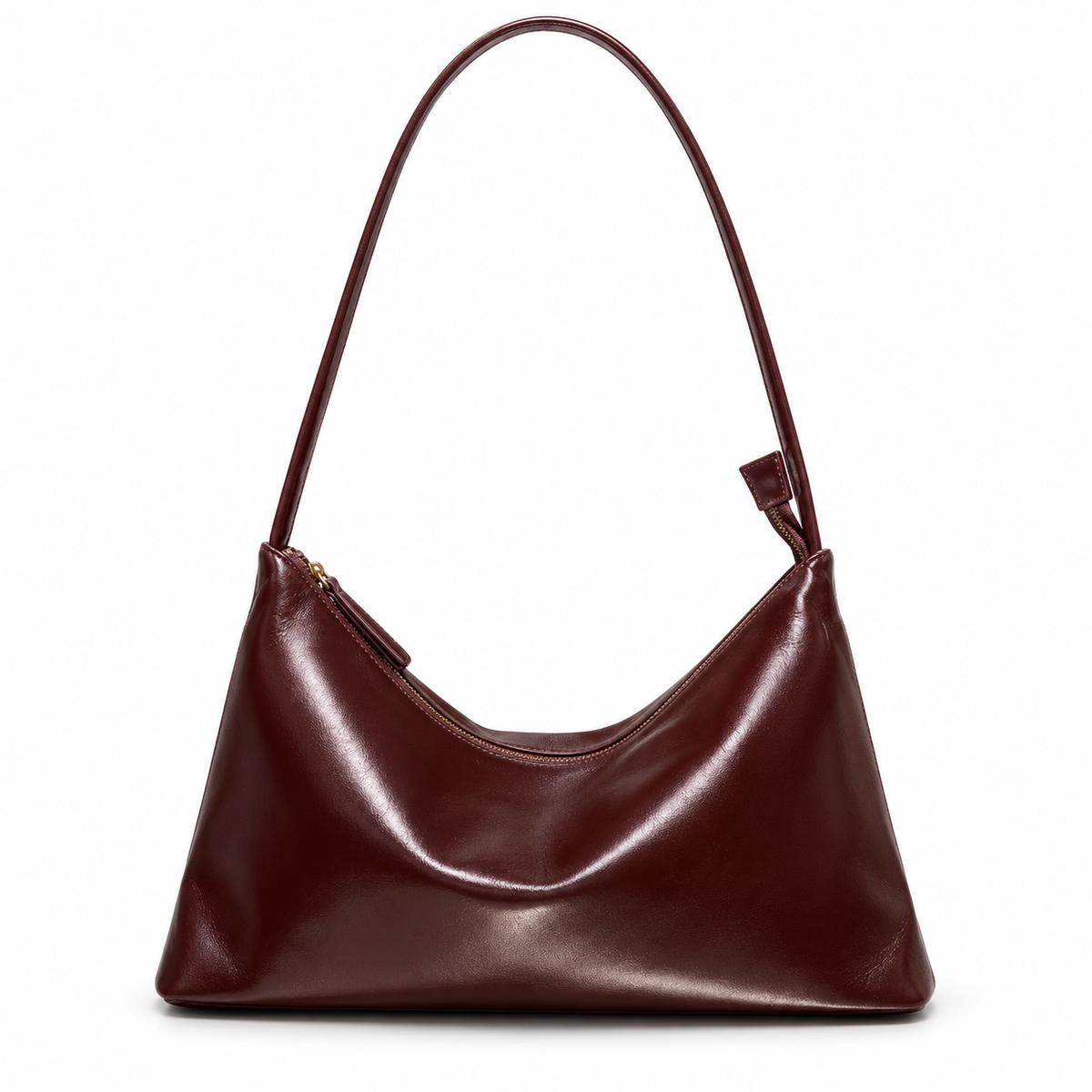 Elegant Wine Coffee Glossy Shoulder Bag-4