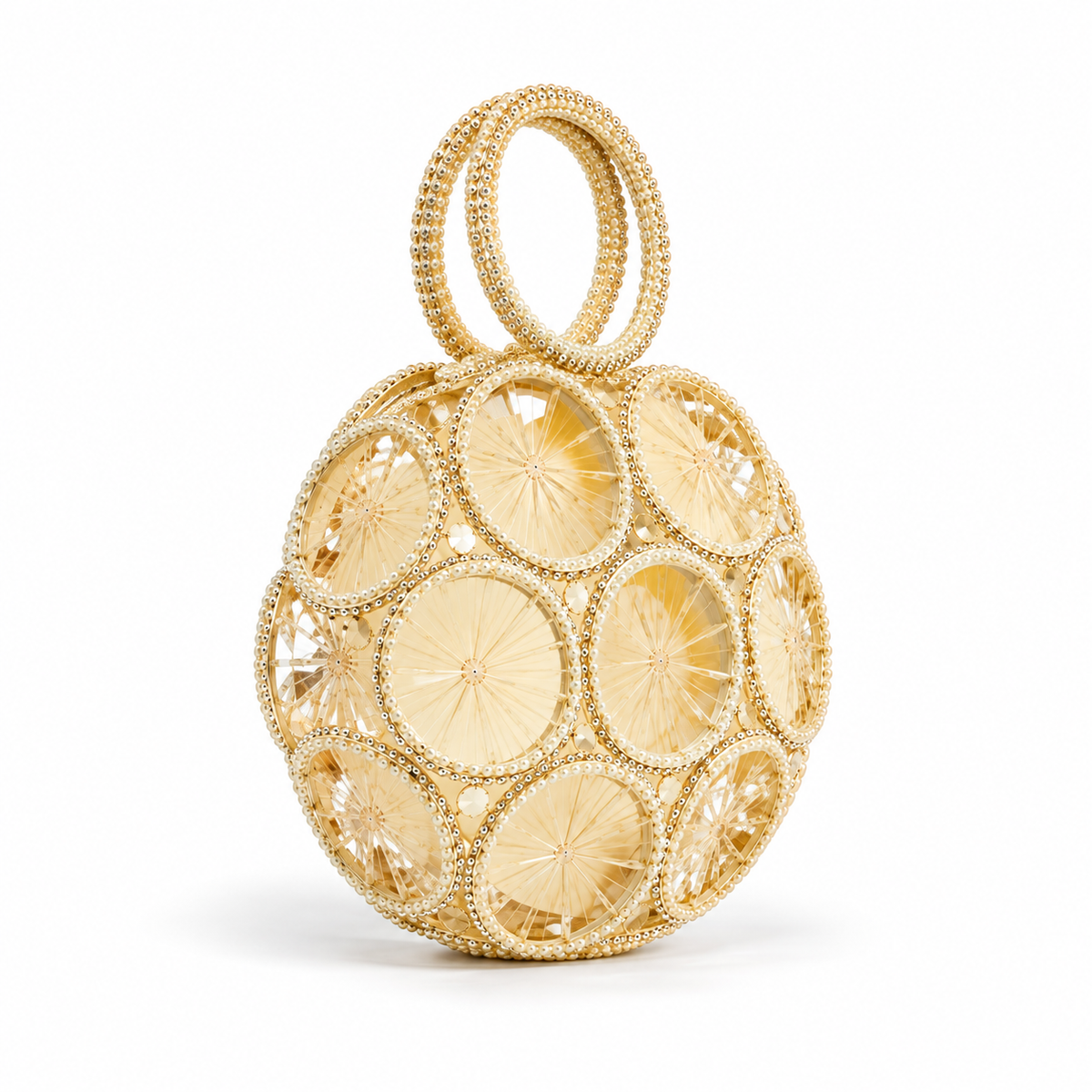 Golden Crystal Orb Evening Clutch Bag-1