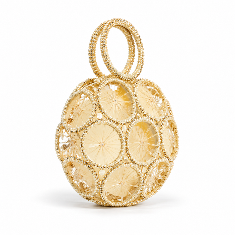 Golden Crystal Orb Evening Clutch Bag-1