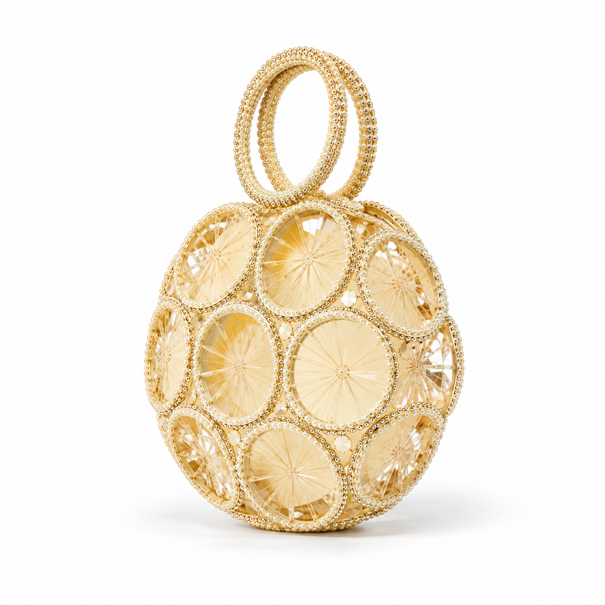 Golden Crystal Orb Evening Clutch Bag-3